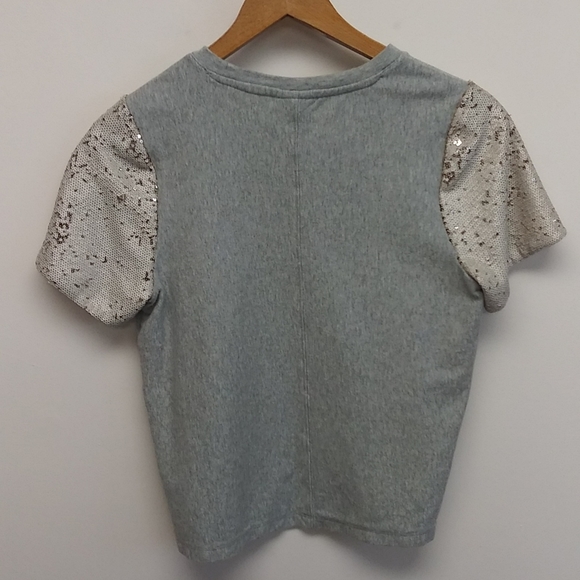 A New Day Sequin Sleeve Gray Top - Picture 10 of 12